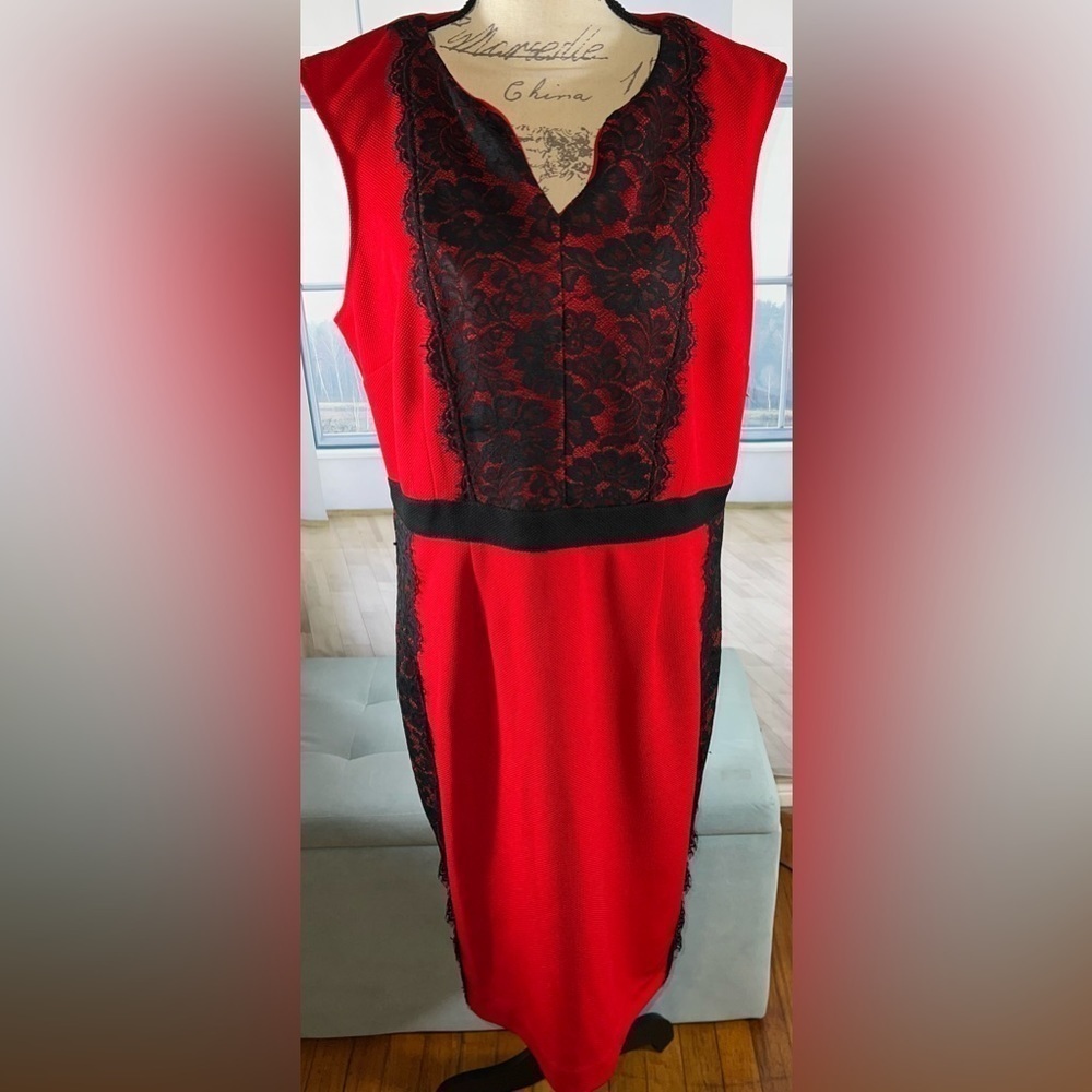 Danny & Nicole Women's Size 14W Sheath Dress Red/Black
